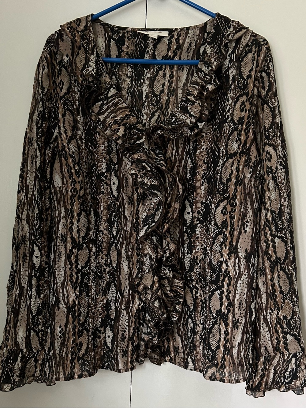 JM Collection Brown and Black Snake-Print Blouse